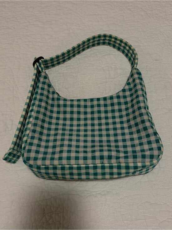 BAGGU Handbags - Baggu Green Gingham Mini Nylon Shoulder Bag